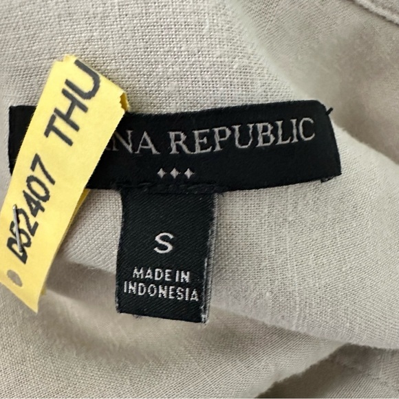 Banana Republic Linen Blend Long Sleeve Shorts Romper in‎ Neutral Stone Small - Picture 11 of 12